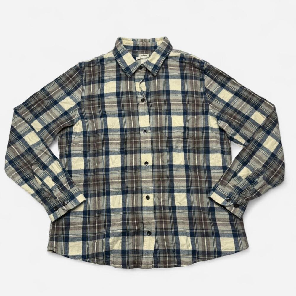 L.L.Bean Relaxed Fit Plaid Flannel Button Shirt Large Reg